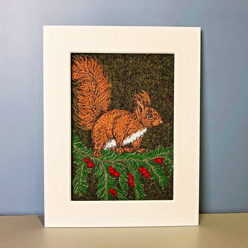 Squirrel textile art