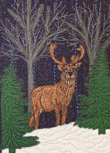 Winter stag textile art