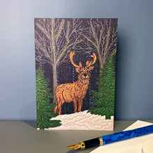 Load image into Gallery viewer, Winter stag greetings card