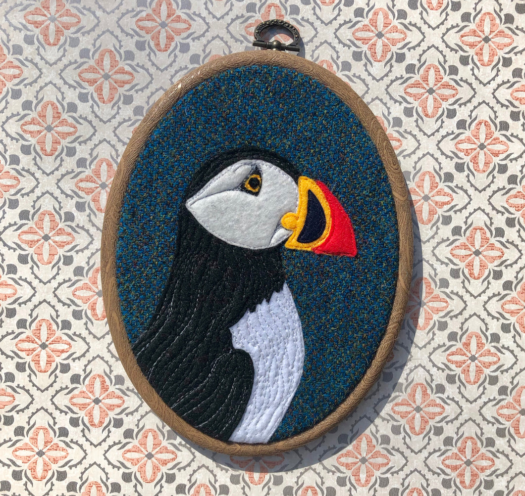 Puffin hoop art - made to order