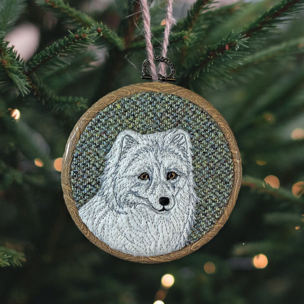 Arctic fox winter decoration