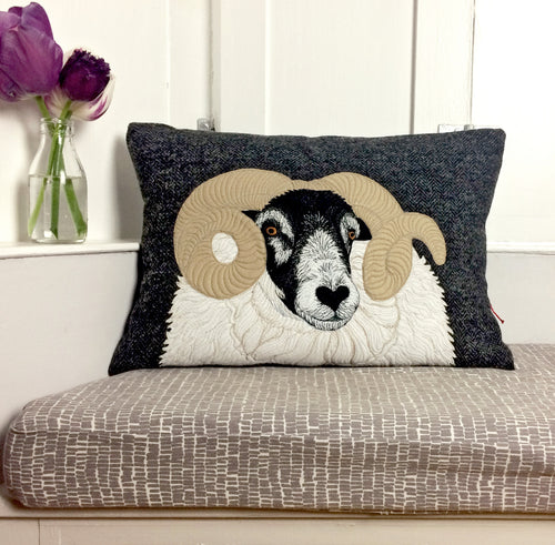 Black faced sheep cushion - made to order