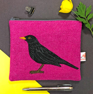 Blackbird zip pouch - made to order