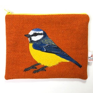 Blue Tit zip pouch - made to order