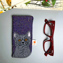Load image into Gallery viewer, Grey cat glasses case