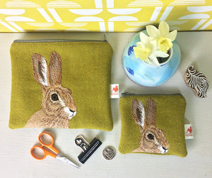 Hare zip pouch - made to order