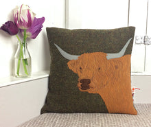Load image into Gallery viewer, Highland cow cushion - made to order