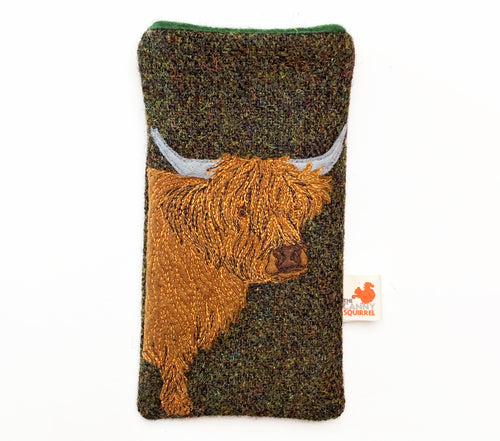 Highland cow phone case - earthy green