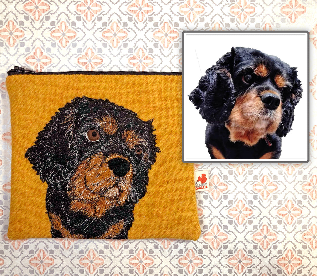 Pet portrait zip pouch - made to order