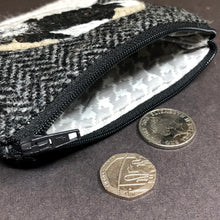 Load image into Gallery viewer, Sheep coin purse - black Harris Tweed
