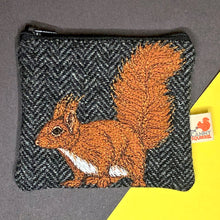 Load image into Gallery viewer, Squirrel coin purse - black Harris Tweed