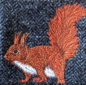 Squirrel coin purse - black Harris Tweed