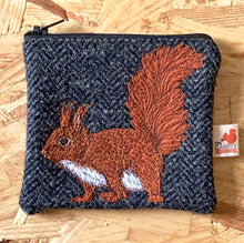 Load image into Gallery viewer, Squirrel coin purse - black Harris Tweed