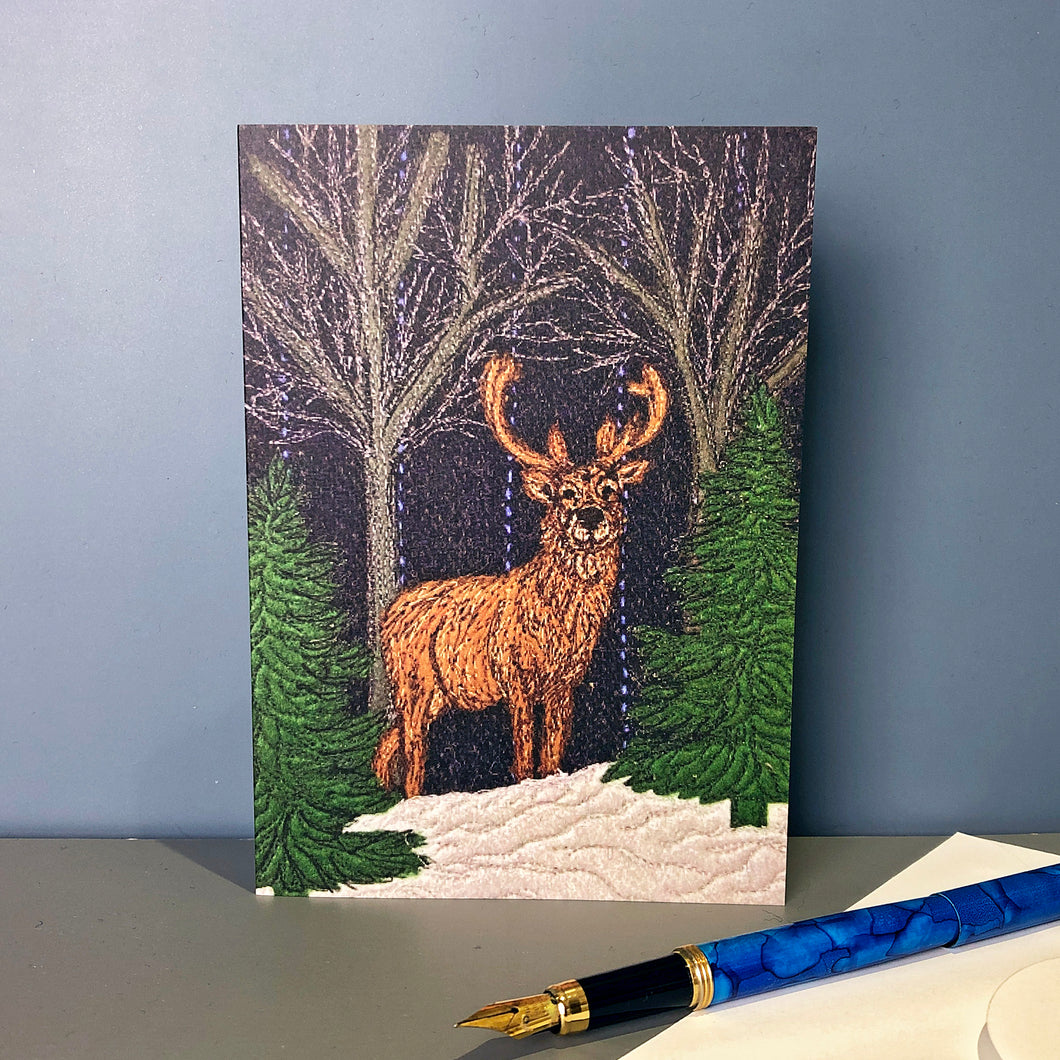 Winter stag greetings card