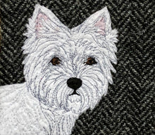 Load image into Gallery viewer, West Highland Terrier coin purse - purple or black Harris Tweed